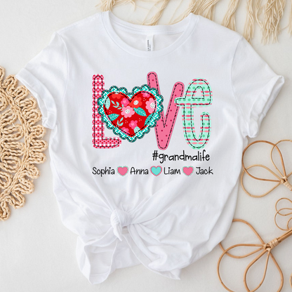 Love Grandma Life Shirt, Personalized Grandma T-Shirt with Custom Kids Names