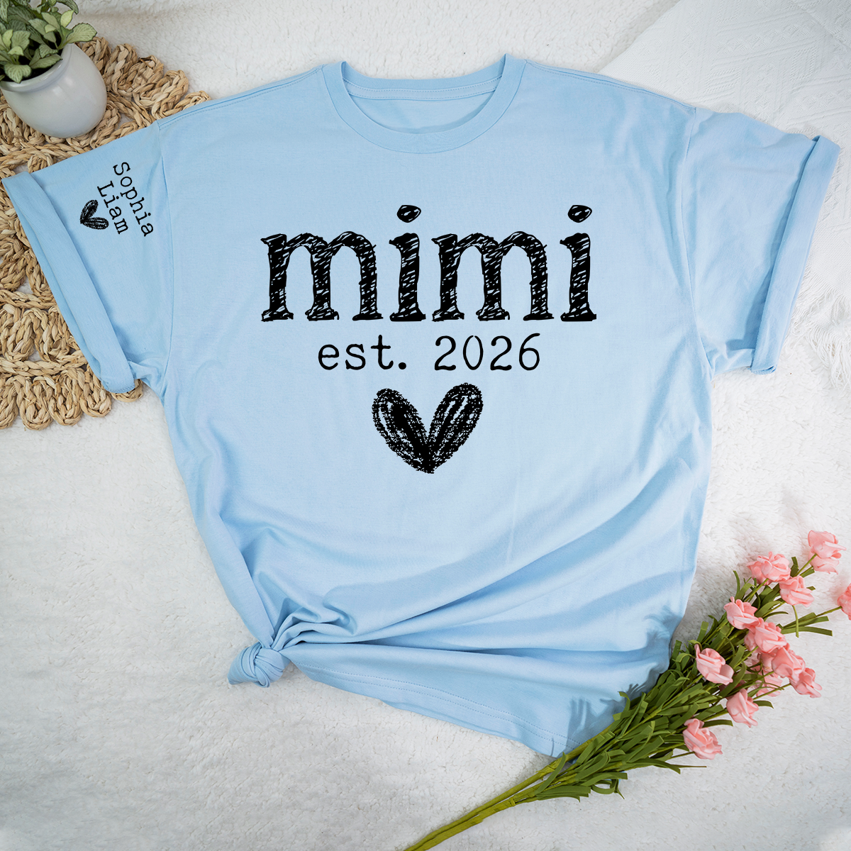 Mimi Est. 2026 Shirt, Personalized Mimi T Shirt, Custom Grandma Gift, Cute Heart Design for Mimi