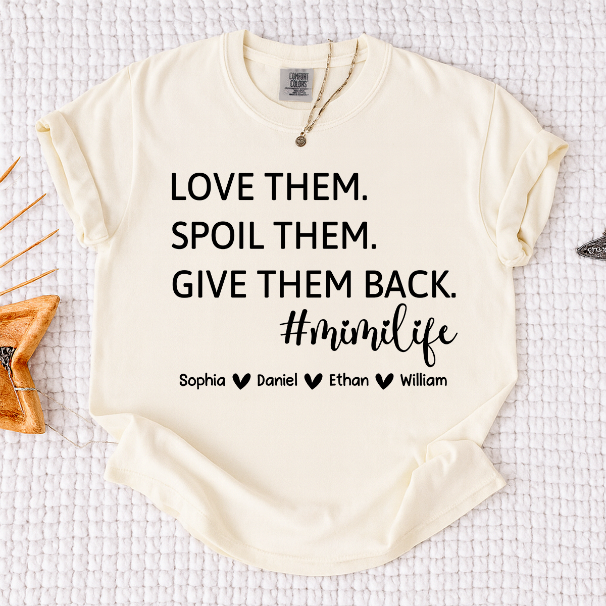 Comfort Colors Mimi Life Shirt Funny Grandma Gift, Love Them Spoil Them Give Them Back Tee, Personalized Mimi Grandmother Shirt