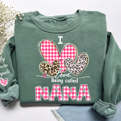 Grandma Valentine Sweatshirt, I Love Being Nana Heart Design, Personalized Family Love Crewneck