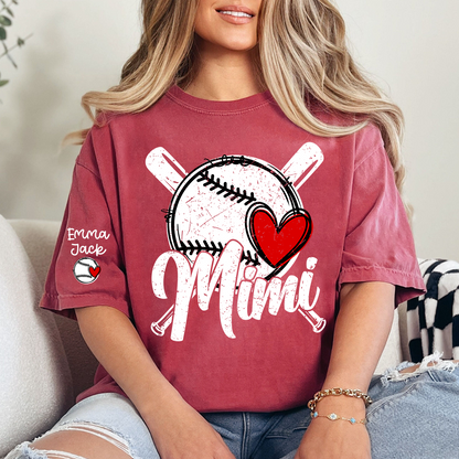 Mimi Baseball Shirt with Heart Design, Personalized T Shirt for Baseball Fans