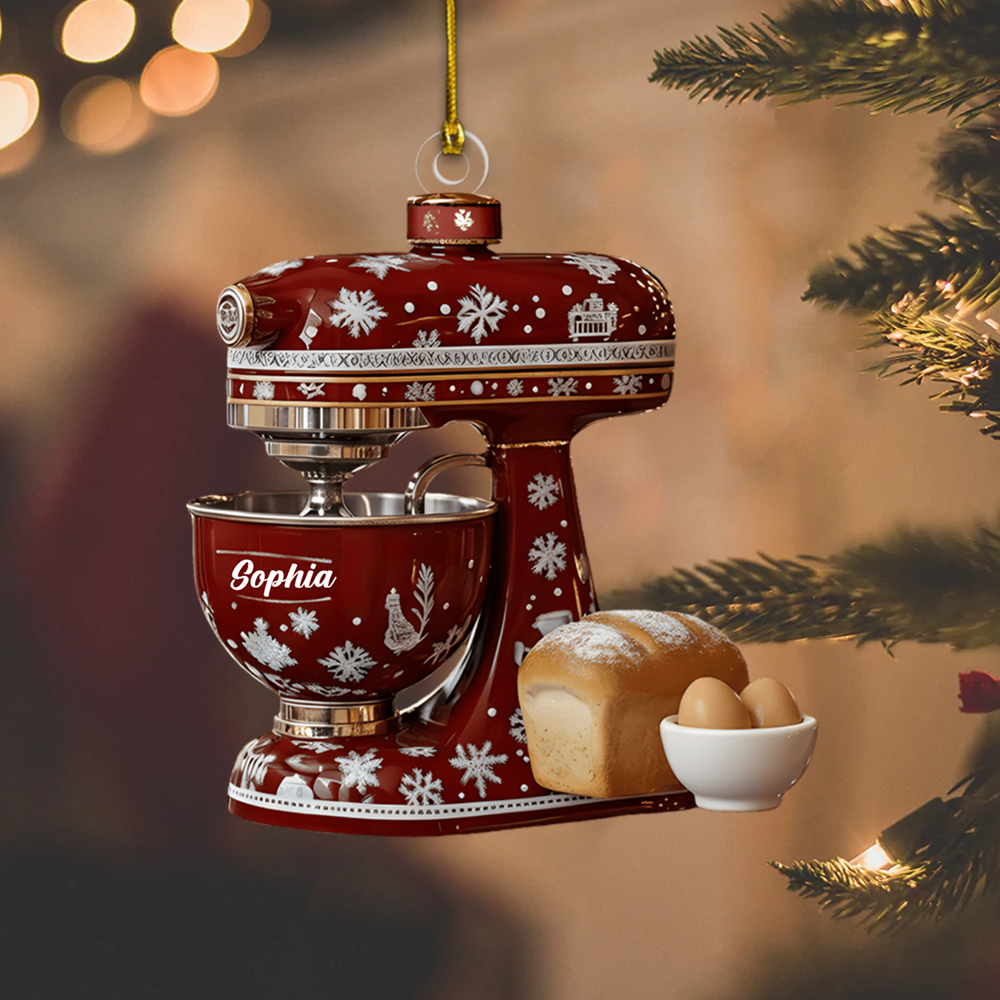 Personalized Mixer Ornament – Custom Name Baking Kitchen Mixer Christmas Decoration for Bakers Ornament