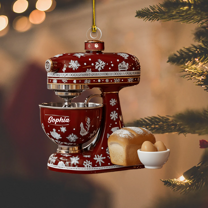 Personalized Mixer Ornament – Custom Name Baking Kitchen Mixer Christmas Decoration for Bakers Ornament