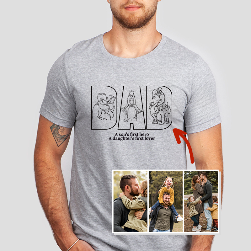 Custom Photo Portrait Embroidery Sweatshirt Gift For Dad And Mom Hoodie
