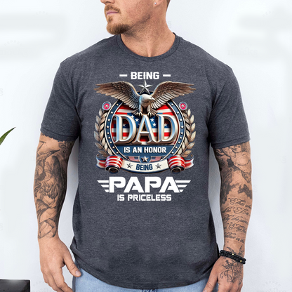 Papa Shirt Patriotic Eagle Design, Being Dad Is an Honor Quote T Shirt, Gift for Grandpa Papa