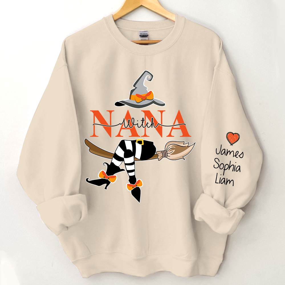 Personalized Nana Witch Halloween Sweatshirt, Halloween Gift, Grandma Gift TH