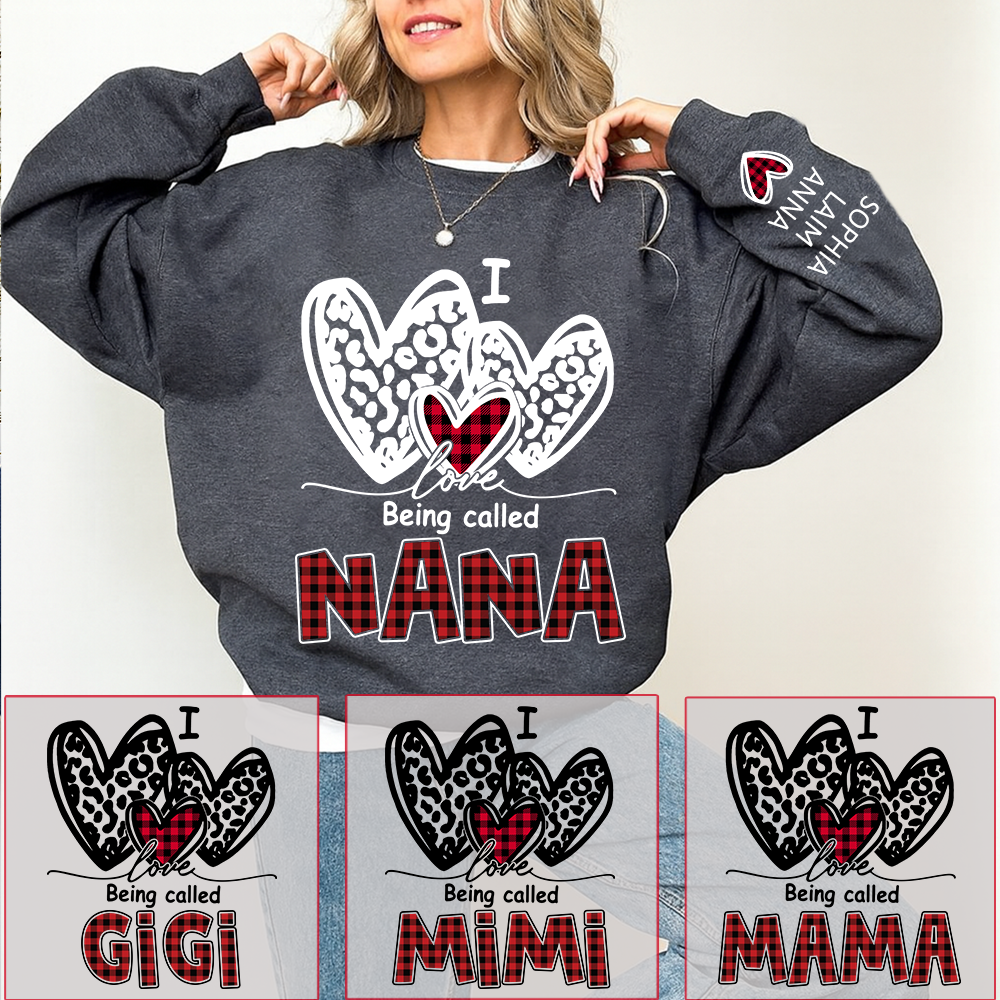 Personalized I Love Being Called Mimi Sweatshirt,Heart Valentine Gifts For Grandma And Grandchildren's