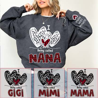 Personalized I Love Being Called Mimi Sweatshirt,Heart Valentine Gifts For Grandma And Grandchildren's