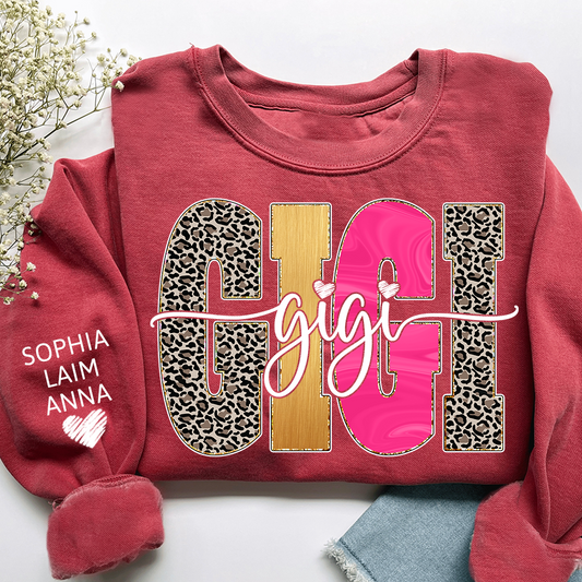 Custom Coquette Leopard Mimi Sweatshirt, Gift for Grandma And Kids