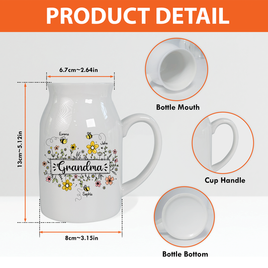 Personalized Grandma Flower Bee And Grandkids Flower Vase CL01