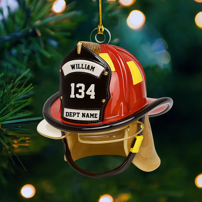 Custom Firefighter Ornament – Personalized Helmet Design with Name, Badge Number & Dept Name 2025 Ornament