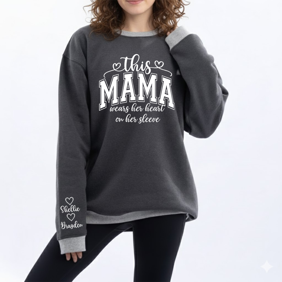 This Gigi Were Her Heart On Her Sleeve, Personalized Grandma and Grandkids Name