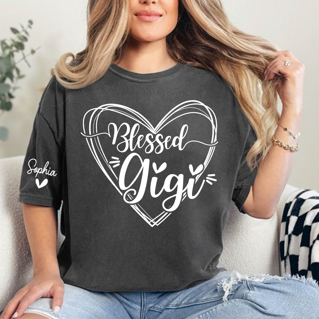 Custom Gigi Heart Tshirt, Personalized For Grandma And Little Ones
