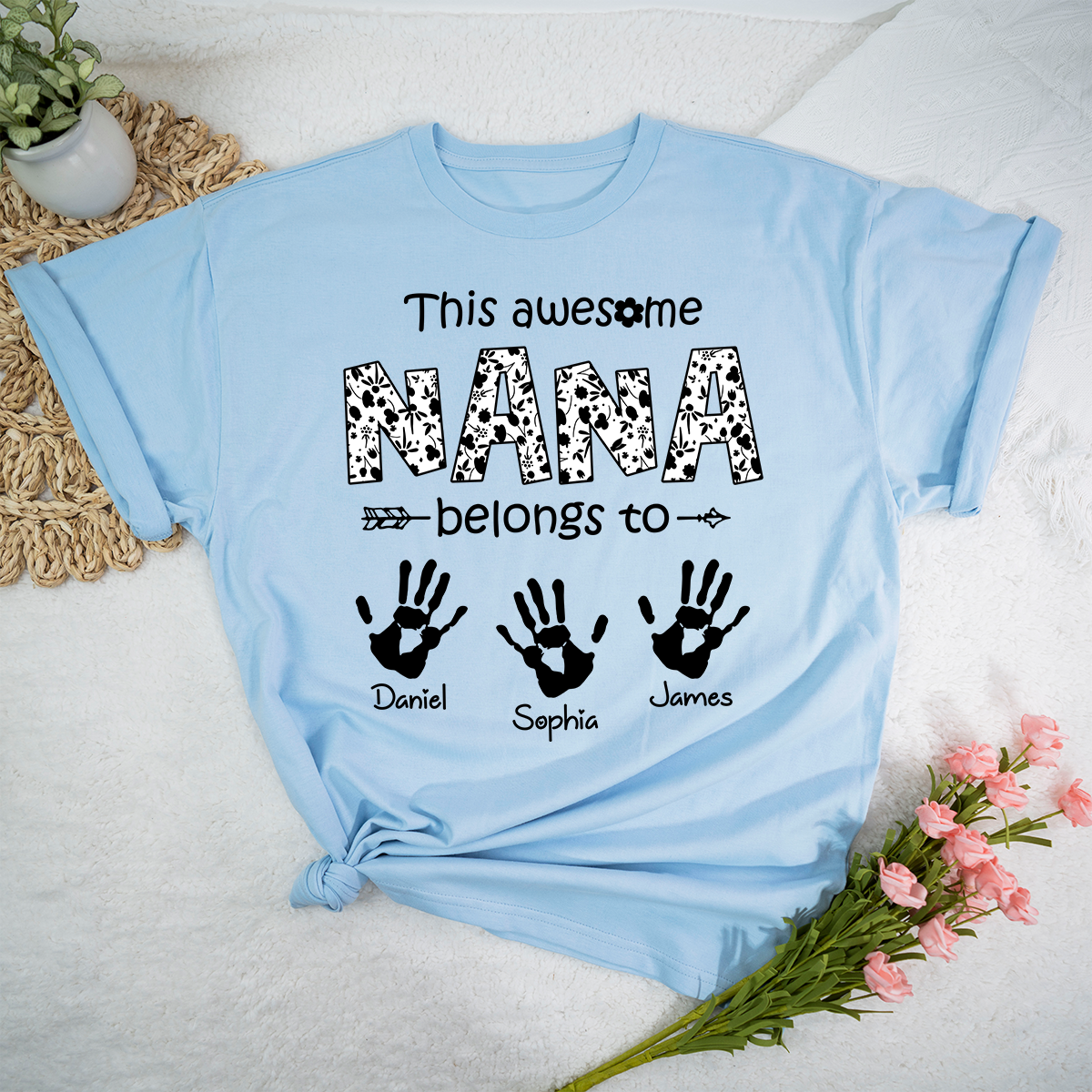 This Awesome Nana Belongs To Tee, Custom Grandma Shirt with Grandkids Names, Meaningful Family Gift