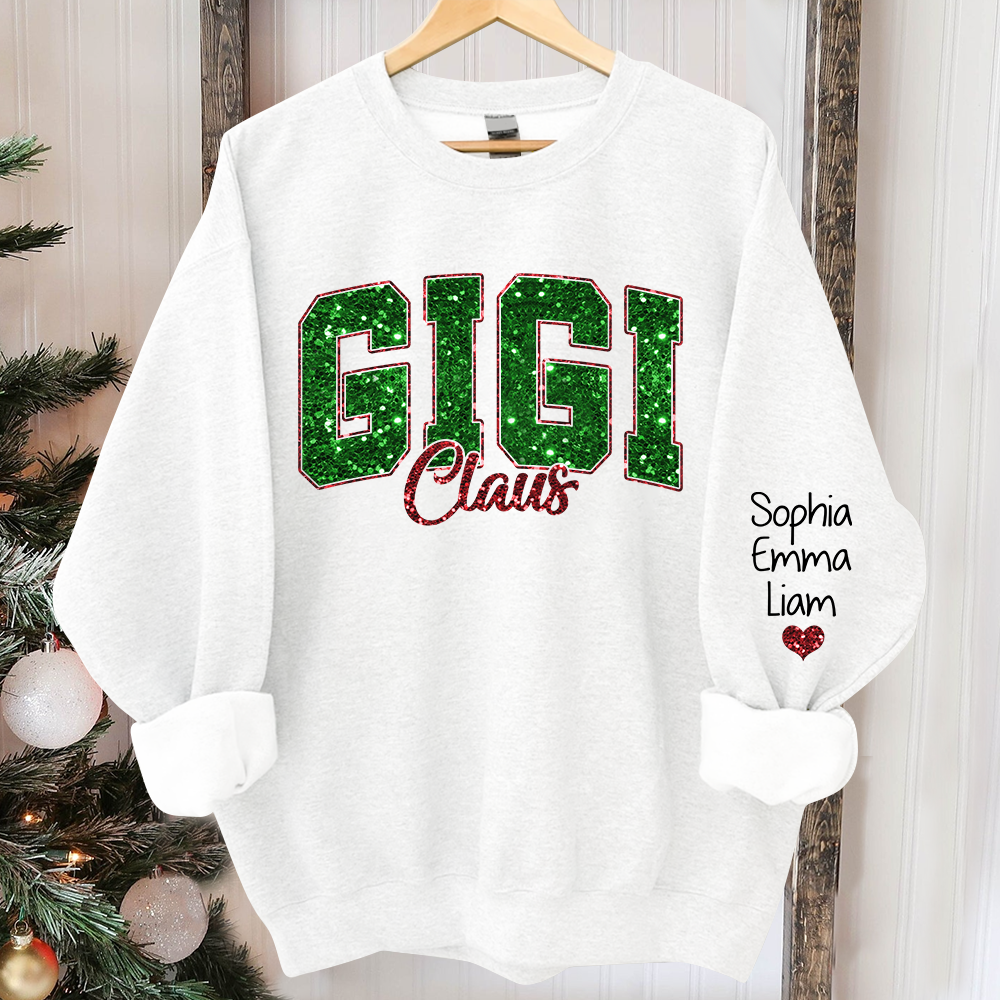 Custom Gigi Claus Green Christmas And Kids Sweatshirt