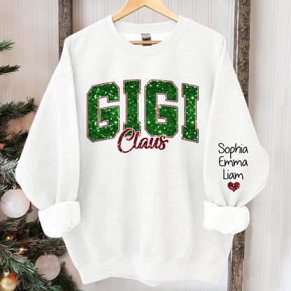 Custom Gigi Claus Green Christmas And Kids Sweatshirt