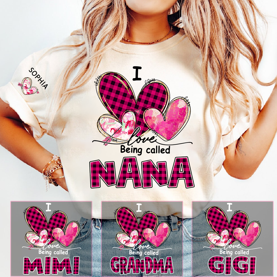 I Love Being Called Mimi Pink Tone Design, Grandma Tshirt Personalized with Kids Name