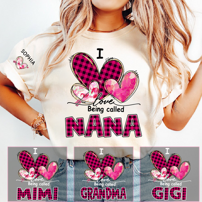 I Love Being Called Mimi Pink Tone Design, Grandma Tshirt Personalized with Kids Name
