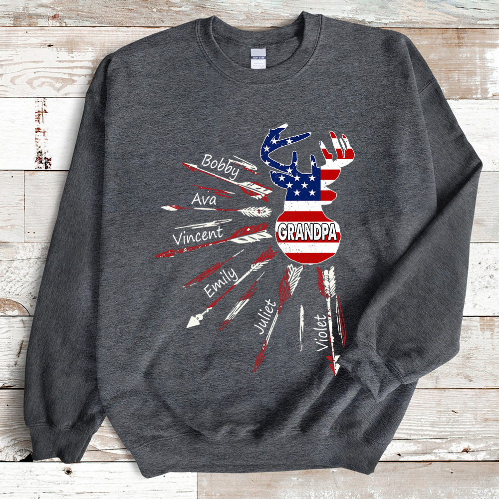 Papa with grandkids USA arrow deer hunting Sweatshirt