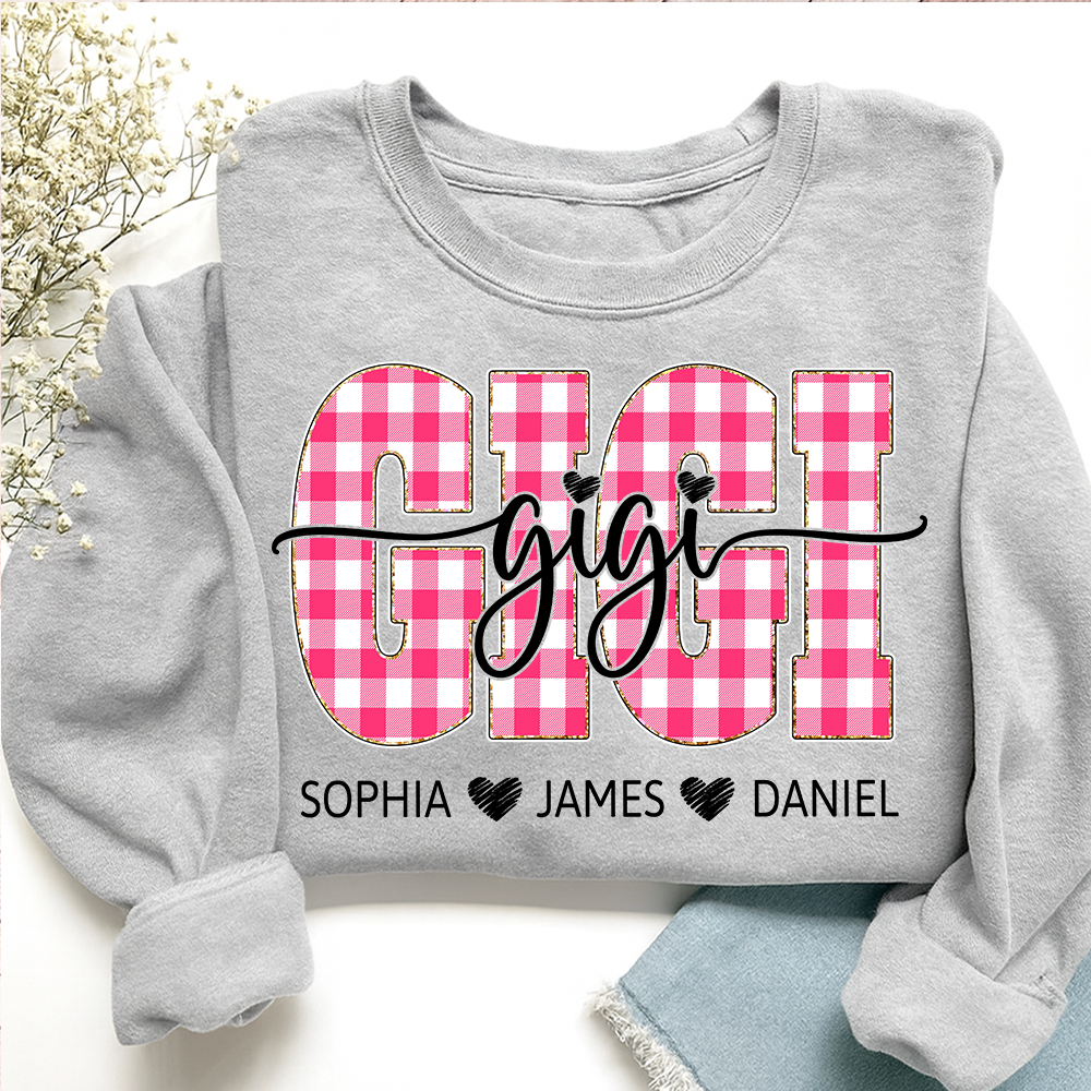 Personalized Gigi Sweatshirt with Grandkids Names, Custom Grandma Crewneck, Gigi Valentine Family Gift