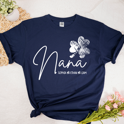 Nana Shamrock Shirt for St Patrick’s Day, Personalized Grandmalife Family Tee
