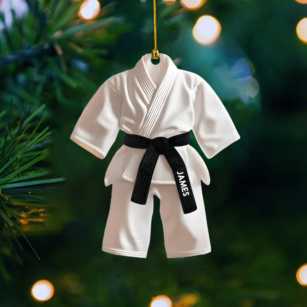 Personalized Karate Uniform Ornament 2025 – Custom Name Martial Arts Gi Christmas Ornament, Gift for Karate Lovers Ornament