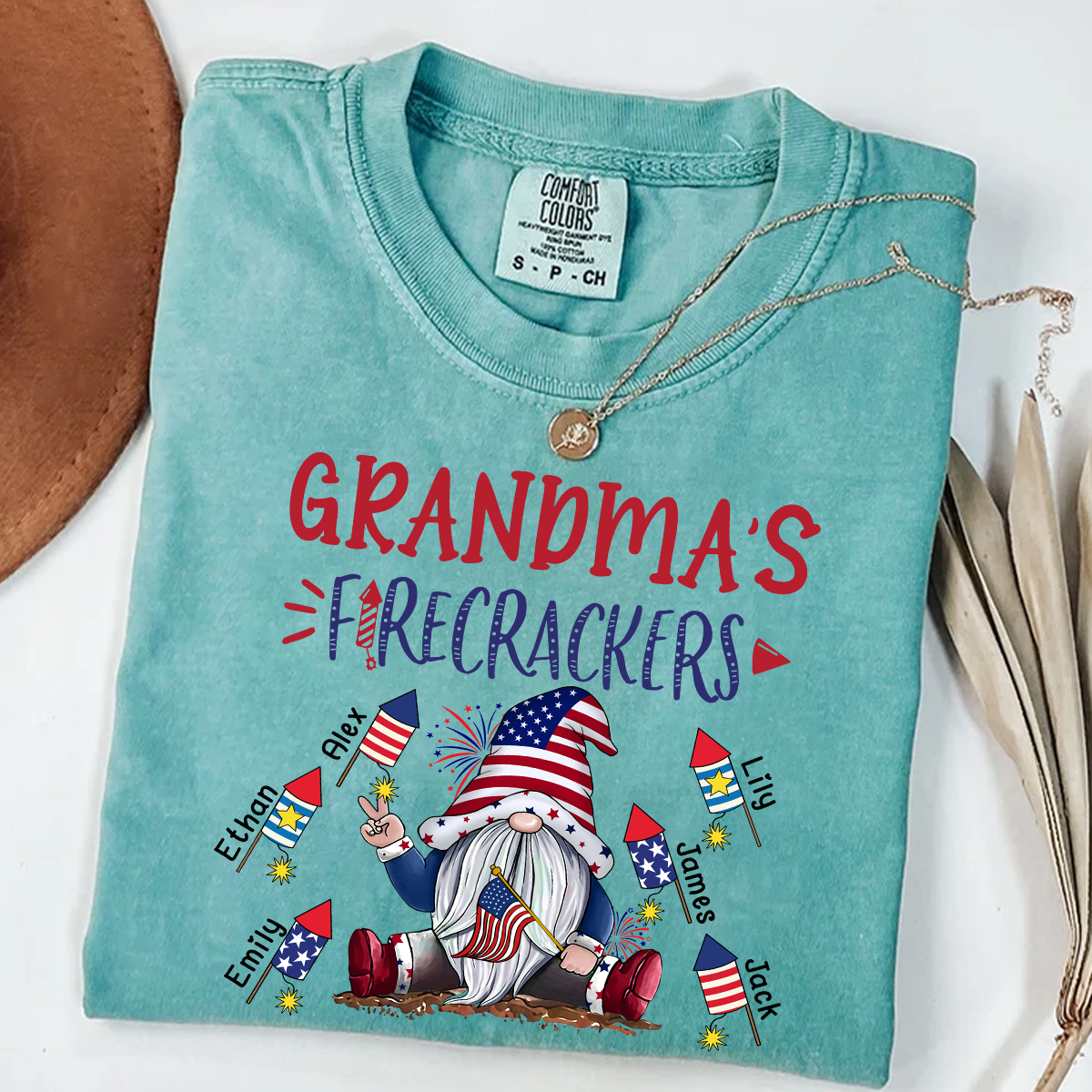 Comfort Colors® Personalized Grandma's Firecrackers Gnomes 4th Of July T-Shirt