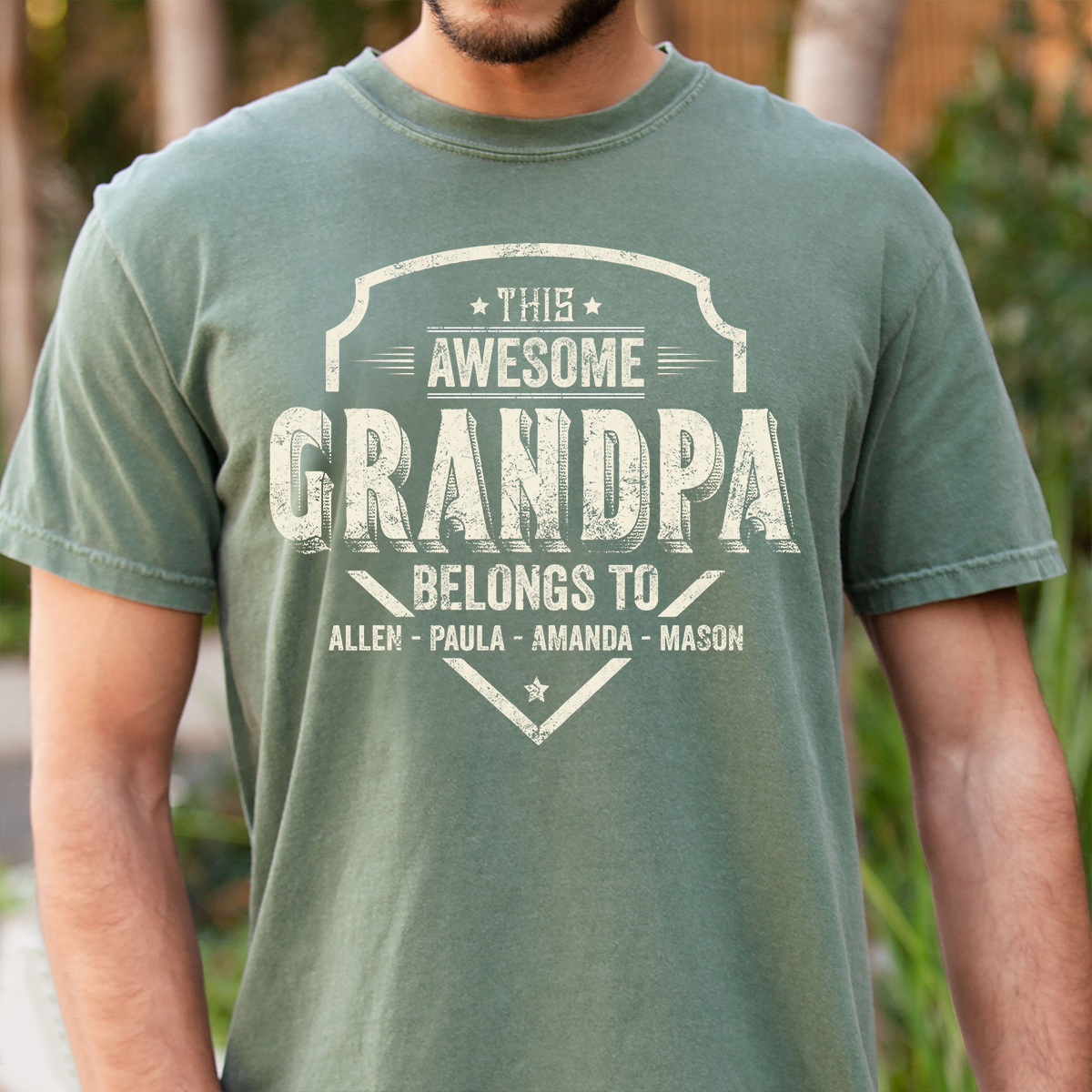 Personalized This Awesome GRANDPA Belongs To T Shirt, Custom Family Names, Perfect Gift for Grandpa