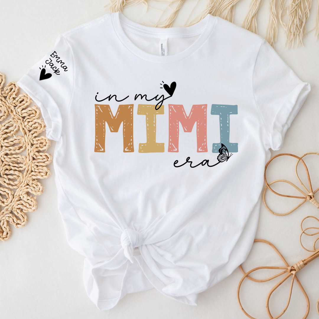 Cute Mimi Grandma T-Shirt, In My Mimi Era Stylish Pastel Graphic Tee For Gift Grandma and Kids