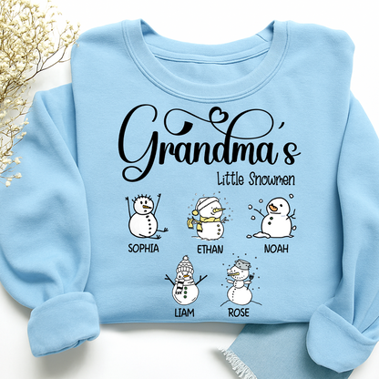 Merry Christmas Grandma Little Snowman Sweatshirt, Custom Gifts for Grandma and Grandchild