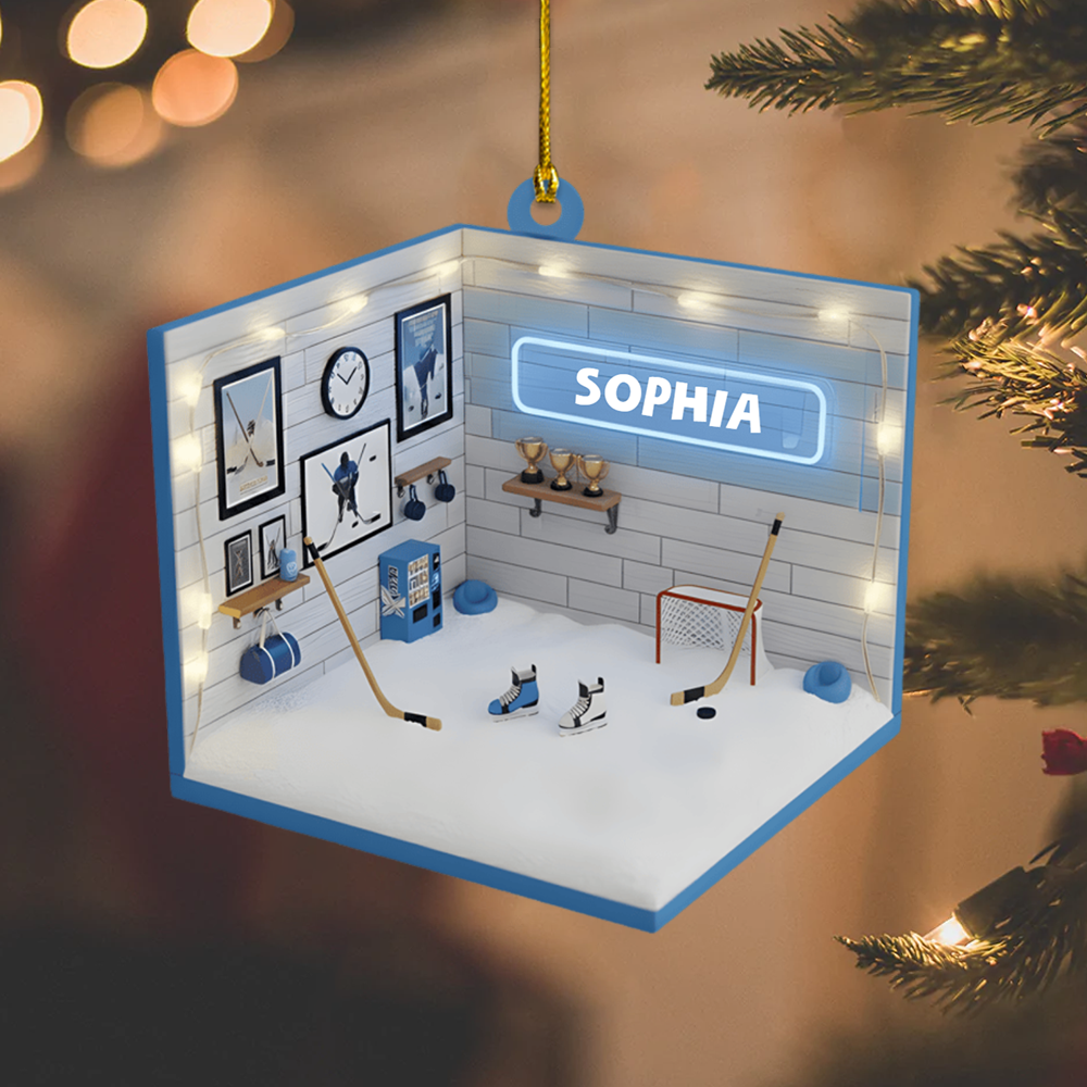 Custom Hockey Ornament 2025 – Personalized Locker Room Ornament with Name, Gift for Ice Hockey Lovers Ornament