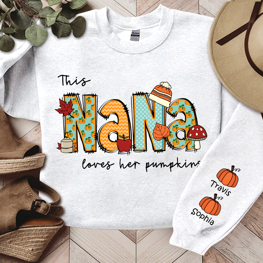 Personalized Nana Autumn Sweatshirt, This Nana Loves Her Pumpkins, Grandma Gift TH