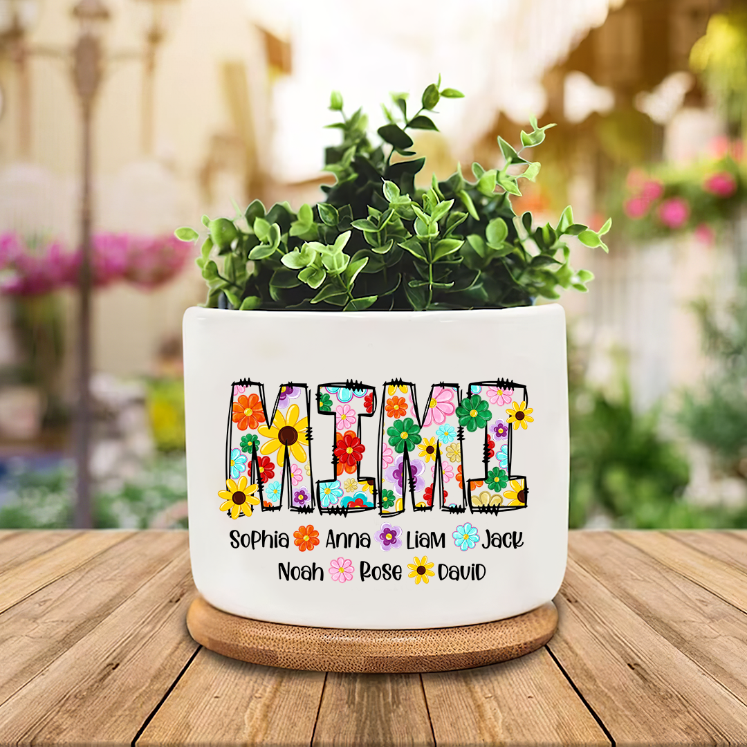 Colorful Flower Gradma Plant Pot