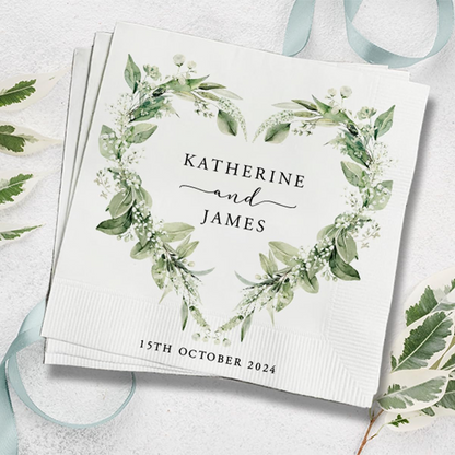 Personalized Wedding Cocktail Napkins, Custom Dinner Napkins For Bridal Shower, Custom Printed Cocktail Napkins, Customized Monogram Wedding Napkins