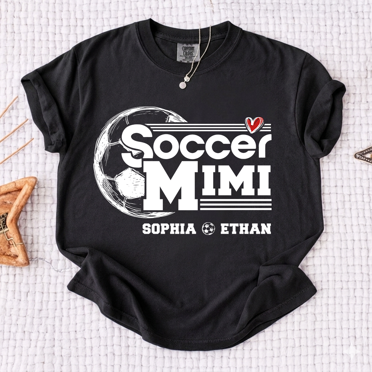 Comfort Colors® Soccer Mimi Shirt, Personalized Grandma Tee, Customize with Names