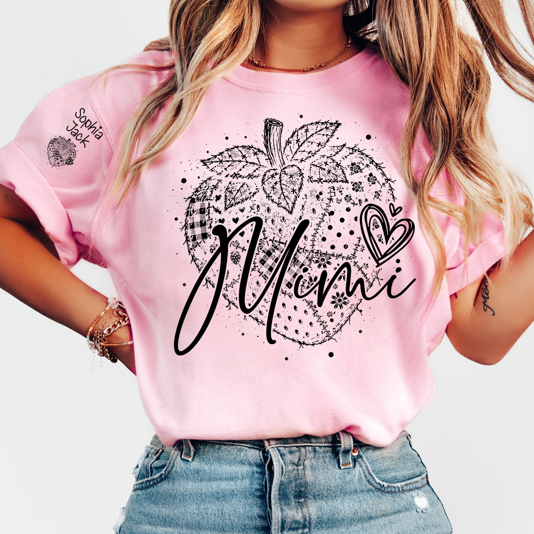 Custom Mimi Shirt with Strawberry Design, Personalized Grandma or Mom Tee Gift For Grandma And Kids