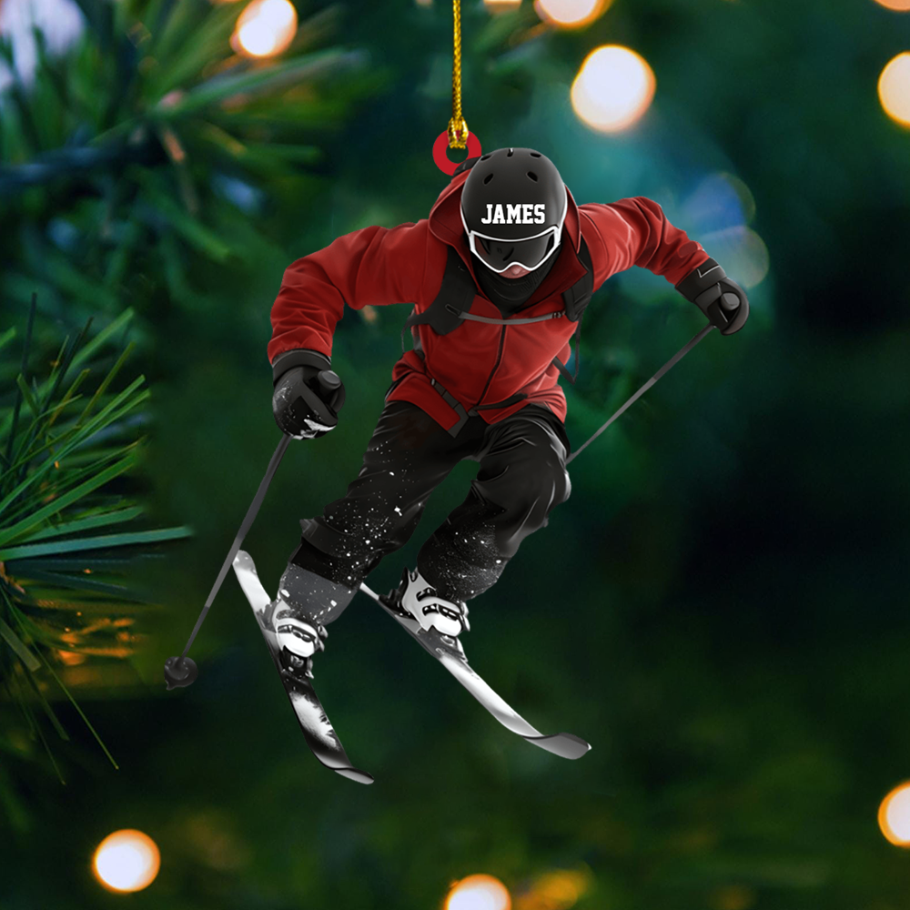 Personalized Skiing Ornament 2025 – Custom Name Skier Ornament, Perfect Christmas Gift for Ski Lovers & Winter Sports Fans Ornament