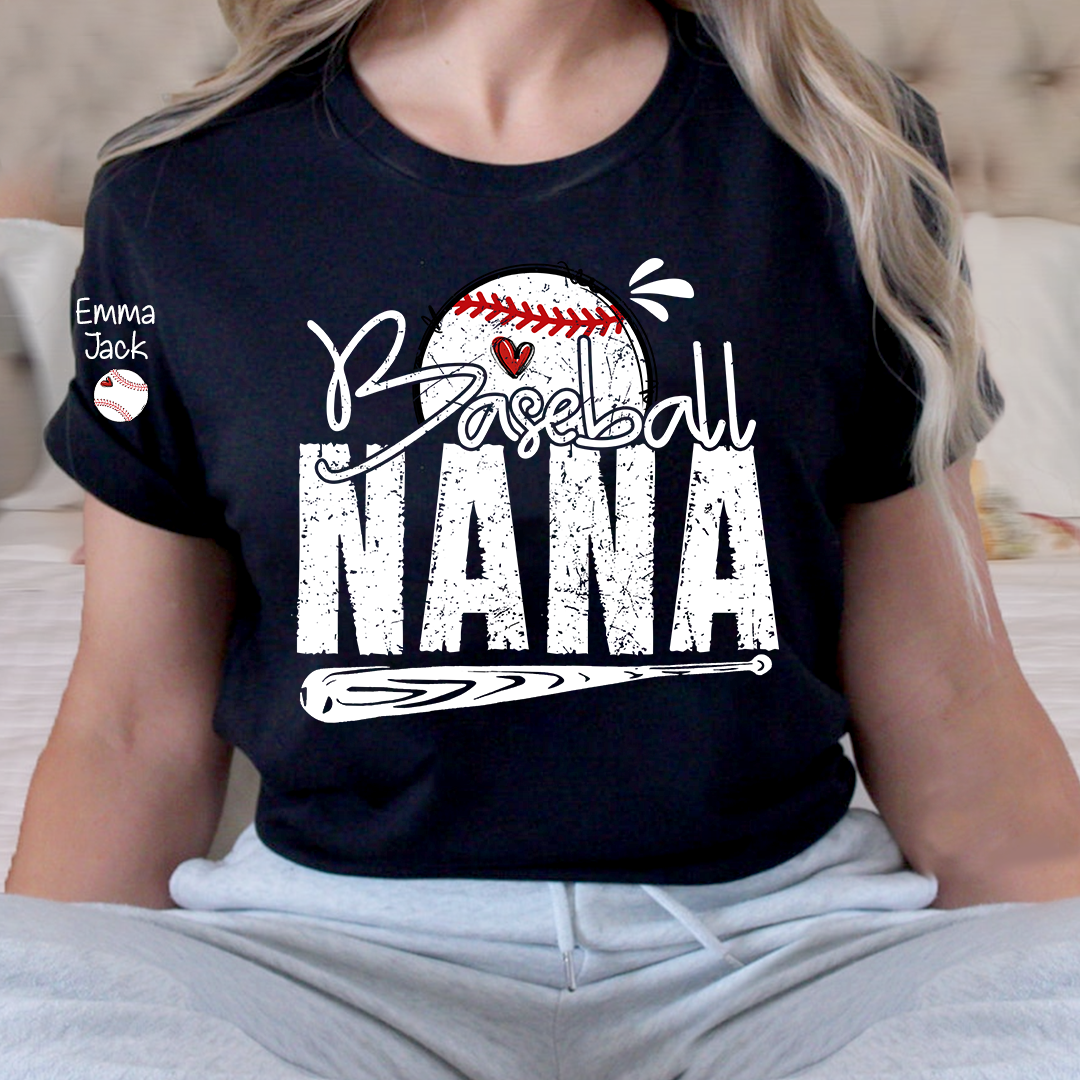 Baseball Nana Shirt Personalized with Kids Names, Game Day Sports T Shirt for Proud Grandma