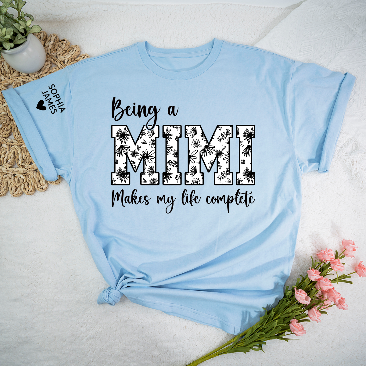 Being a Mimi Makes My Life Complete Shirt, Personalized Grandma T-Shirt, Cute Family Apparel for Mimi