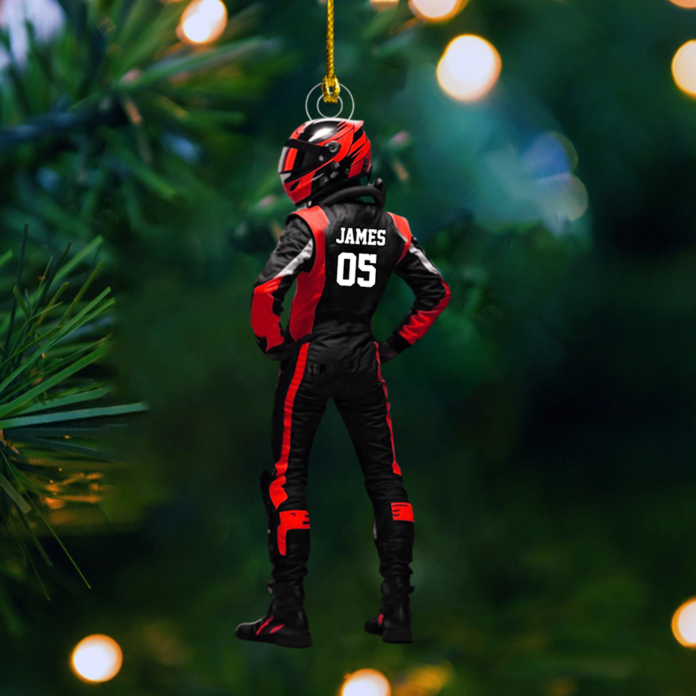 Personalized Racing Driver Ornament 2025 – Custom Name & Number Race Car Ornament, Perfect Gift for Motorsports Fans Ornament