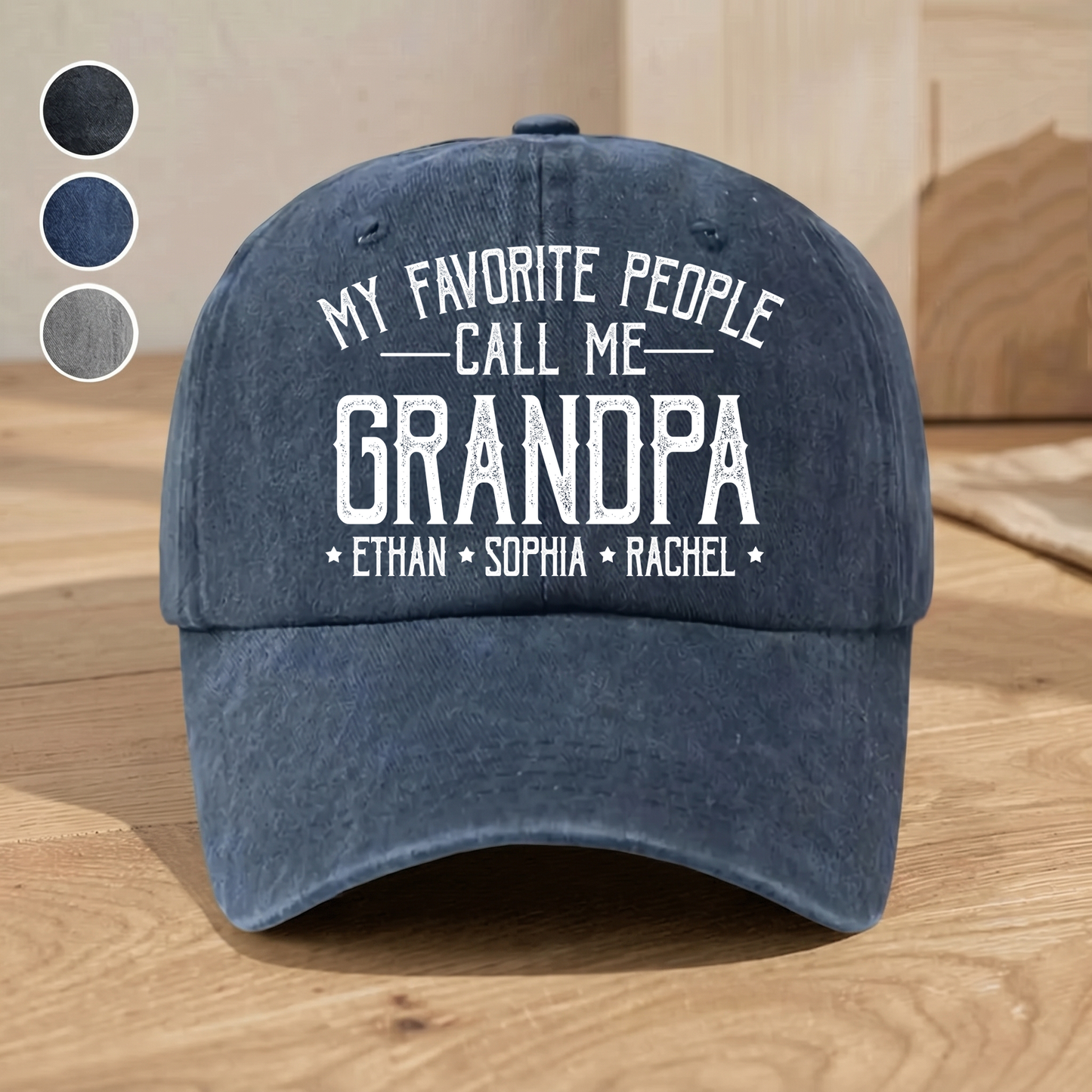 My Favorite People Call Me Love - Personalized Custom Vintage Washed Denim Cap