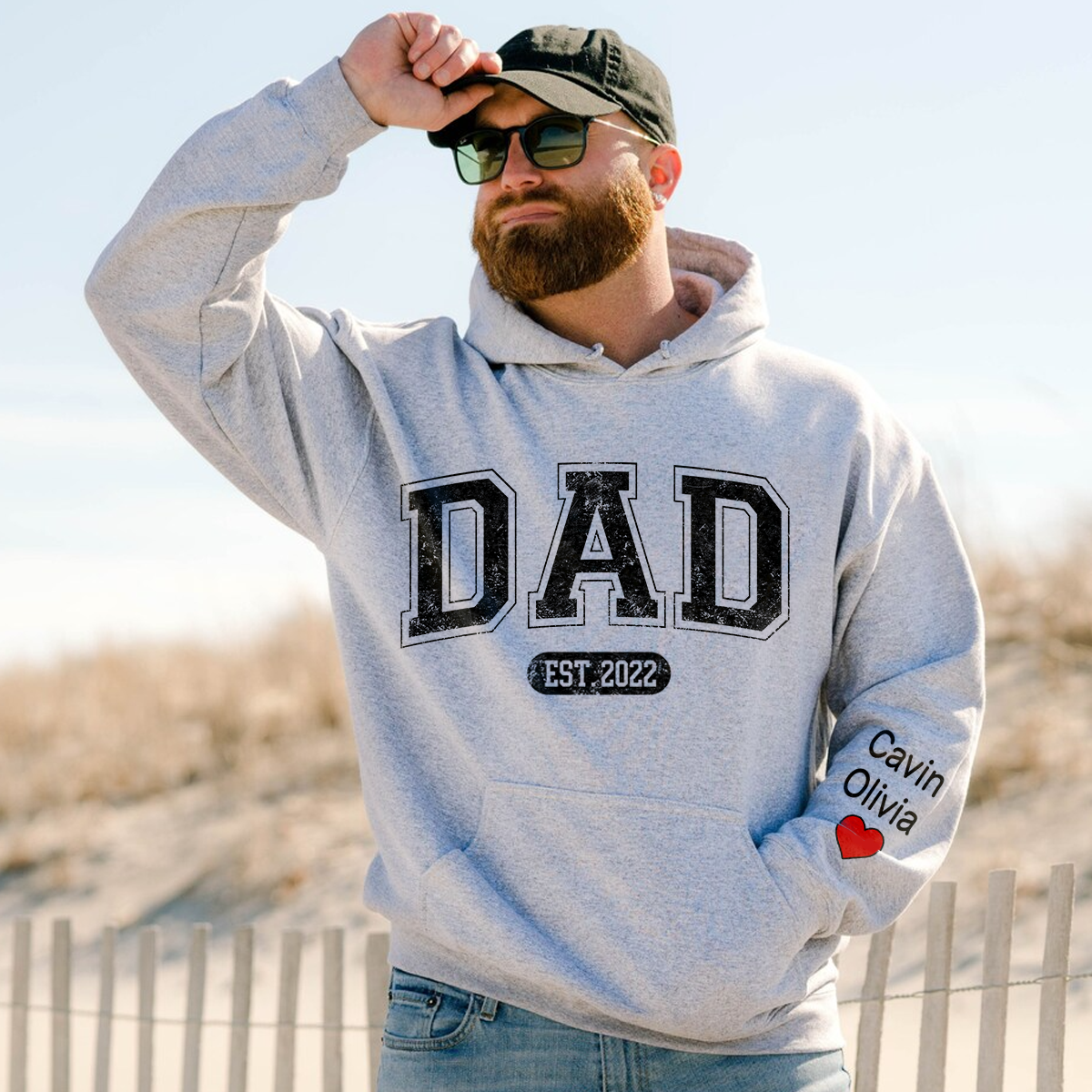 Personalized Dad Est With Kids Hoodie