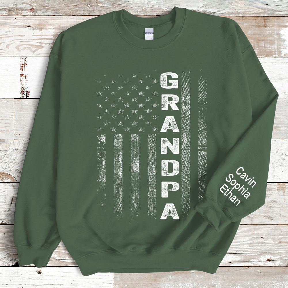 Custom Grandpa Flag With Grandkids Sweatshirt
