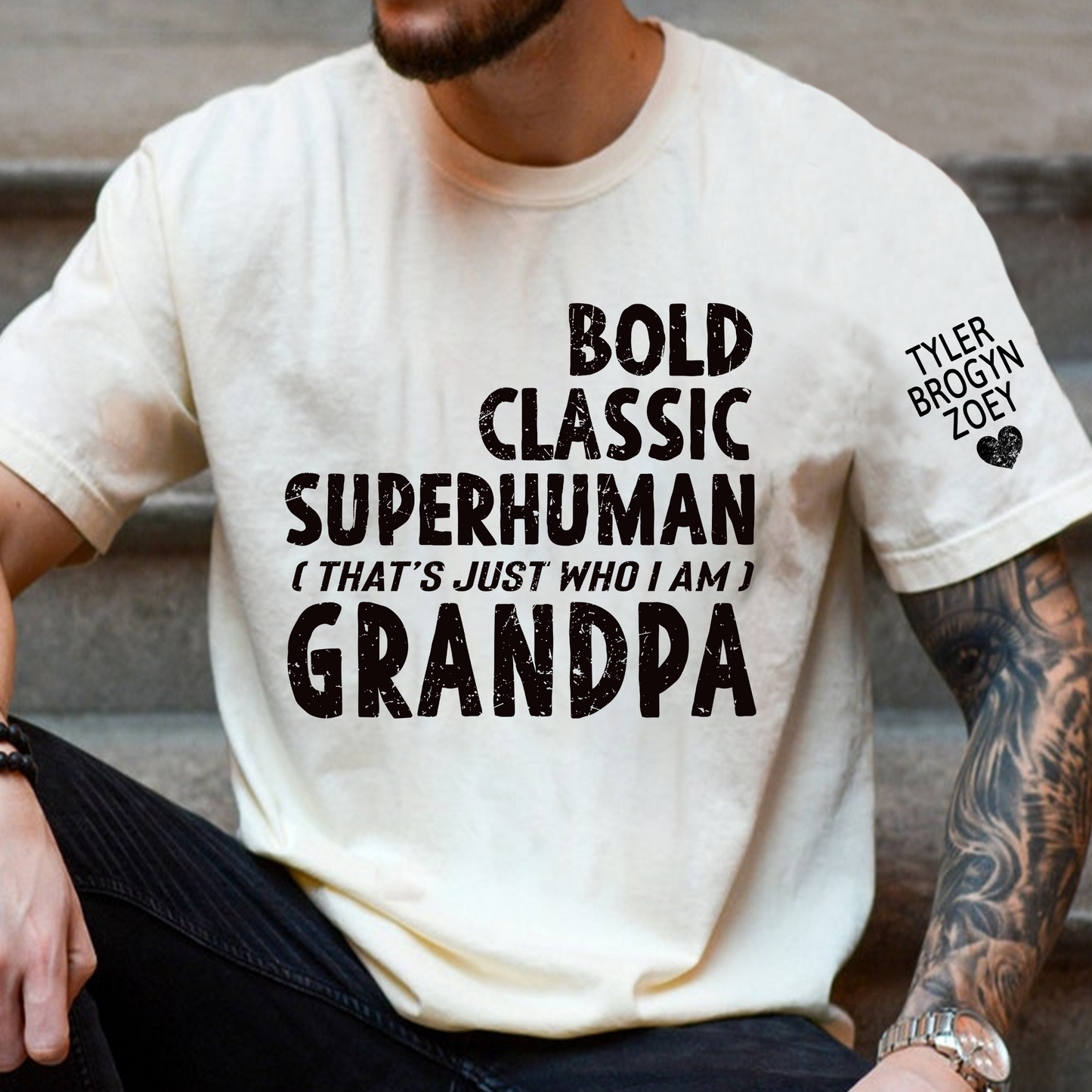 Bold Classic Superhuman Grandpa Shirt, Funny Grandpa T-Shirt Gift for Grandfather