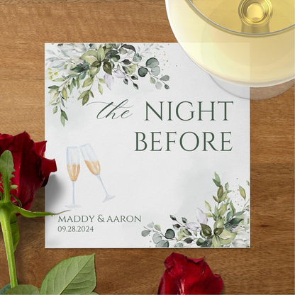 Personalized Wedding Napkins, Custom Rehearsal Dinner Napkins, Wedding Anniversary Engagement Printed Monogram Cocktail Beverage Luncheon