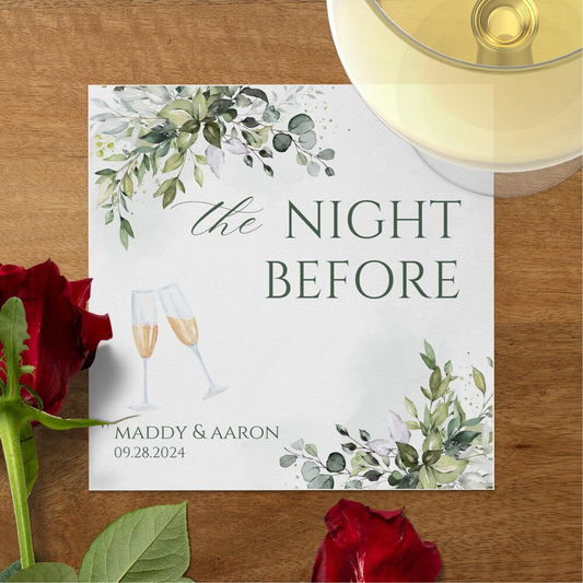 Personalized Wedding Napkins, Custom Rehearsal Dinner Napkins, Wedding Anniversary Engagement Printed Monogram Cocktail Beverage Luncheon