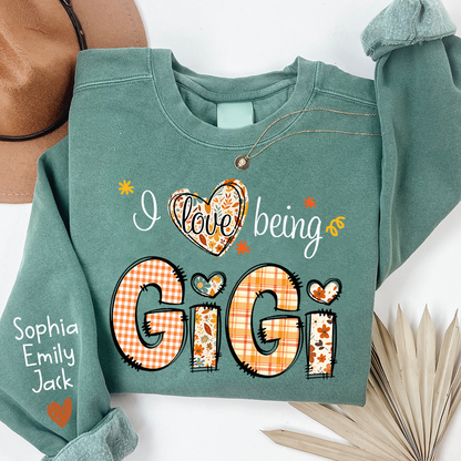 Personalized Autumn I Love Being Sweatshirt for Grandma And Kids