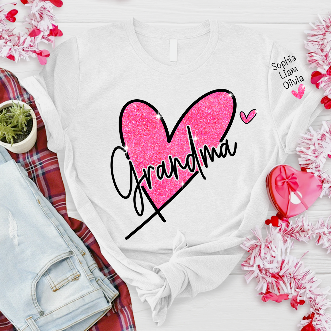 Glitter Heart Custom Grandma And Kids LTP01