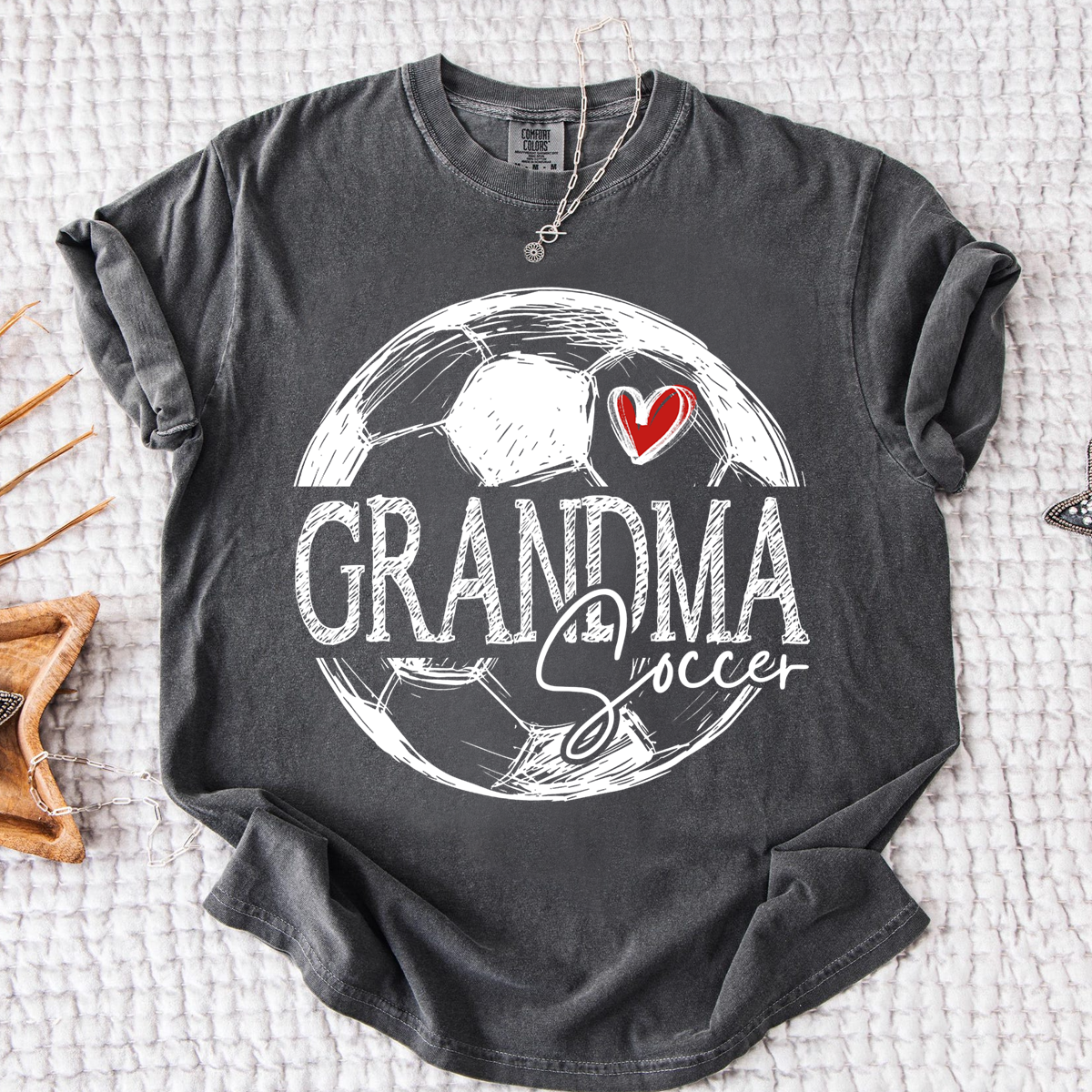 Comfort Colors® Custom Soccer Mimi Heart Shirt, For Gift Grandma Football Tee