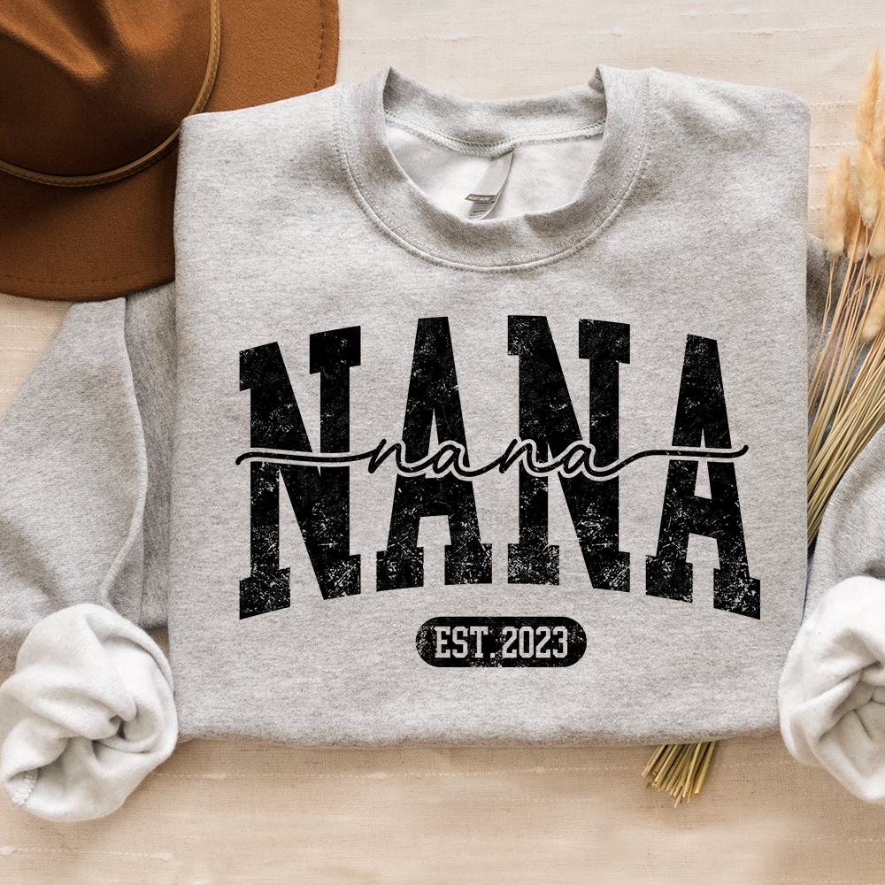 Nana Est. 2025 Custom Sweatshirt Gift For Grandma And Grandchild